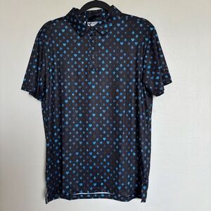 YATTA Golf Royal Flush Polo Shirt Men’s Small NEW Blue Club Diamond Heart Spade